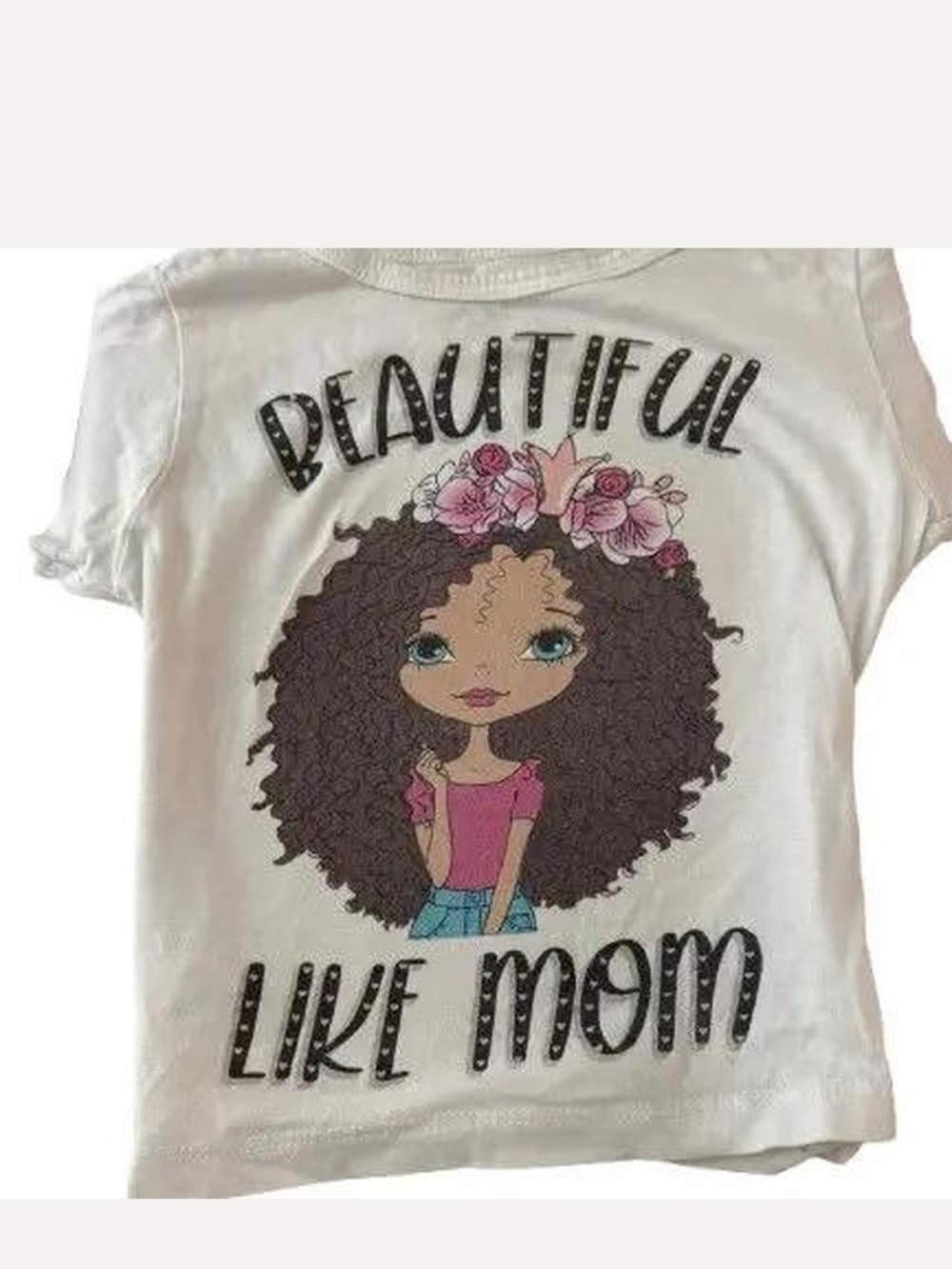 2 Cute White Tee with Floral-Haired Girl Graphic